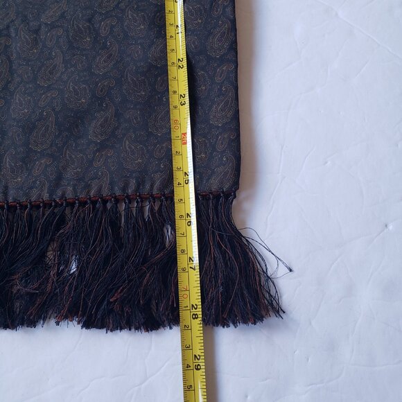 BURBERRY Vintage Cashmere Wool Silk Paisley Print Reversible Fringed  Scarf - Picture 5 of 5